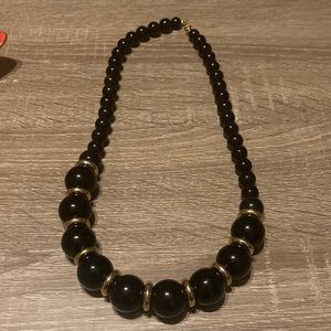 Black and gold bead necklace